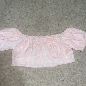 Pink Floral Off the Shoulder Shein Crop Top